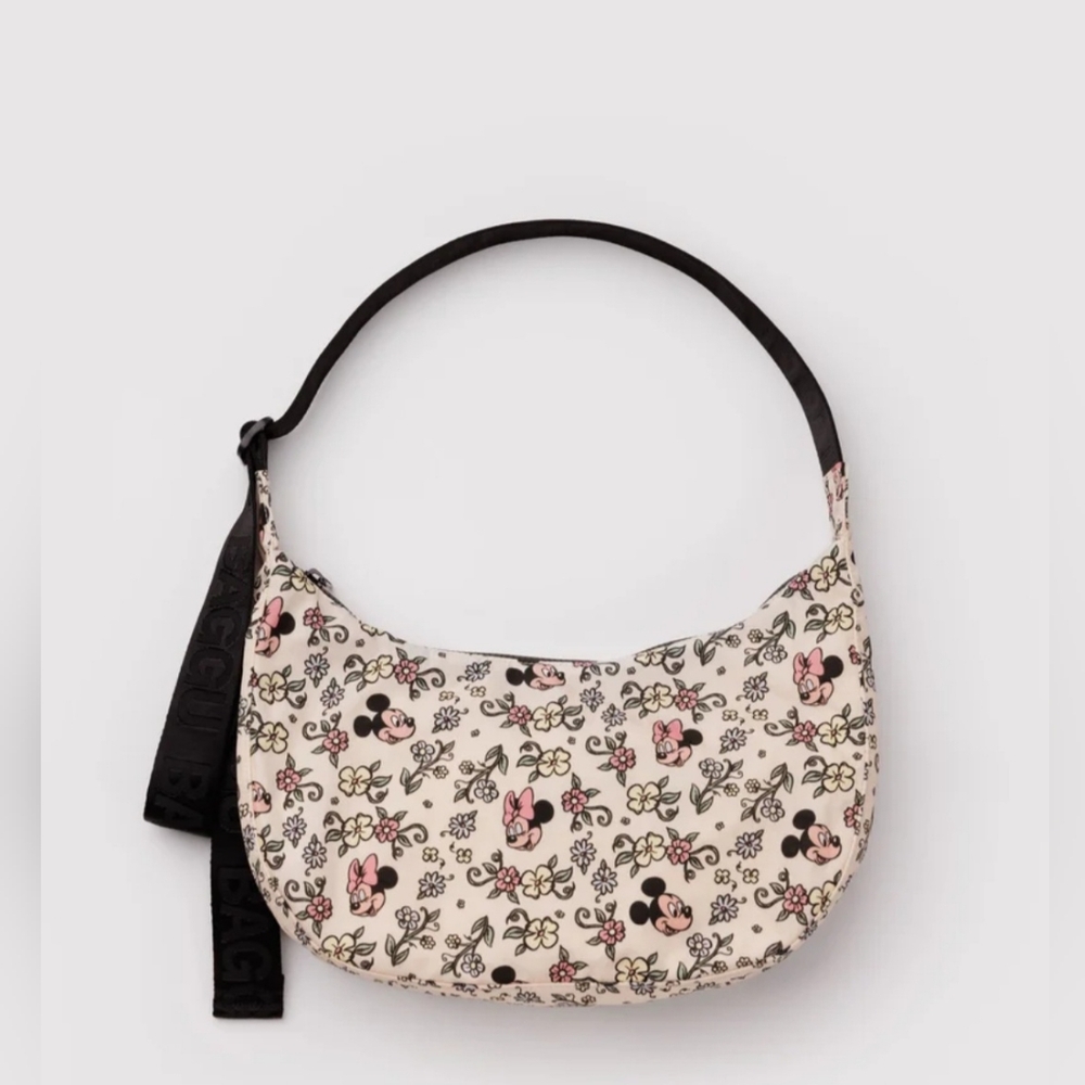 BAGGU Disney Storybook Floral Medium Nylon Crescent Bag NWT
